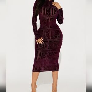 Fashion Nova Burgundy Maxi Dress